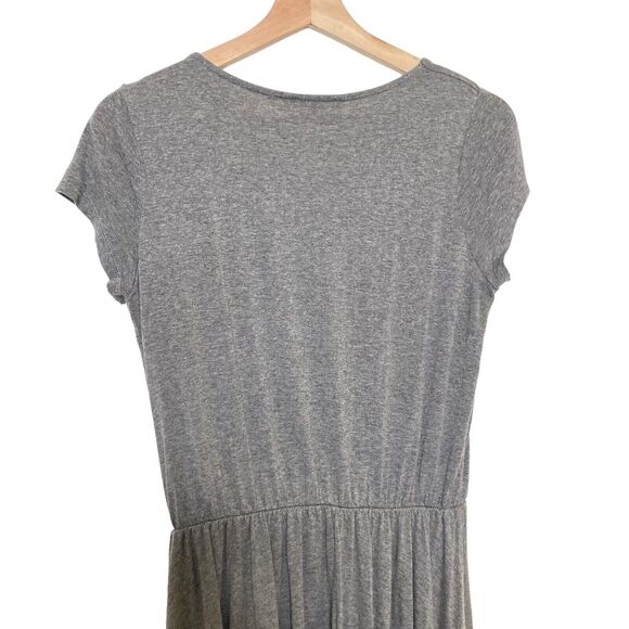 BODEN Napoli Elastic Waist Gray Red Scoop Neck Pleated Flare Dress Size 10L - Picture 4 of 13